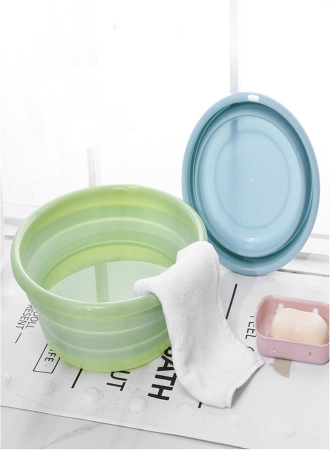 Leeonz Folding Washbasin, Washtub, Hot Water Basin, Bucket, Space Saving, Laundry, Cleaning, Foot Bath, Outdoor, Travel (Medium, Pista Green) - Image 5